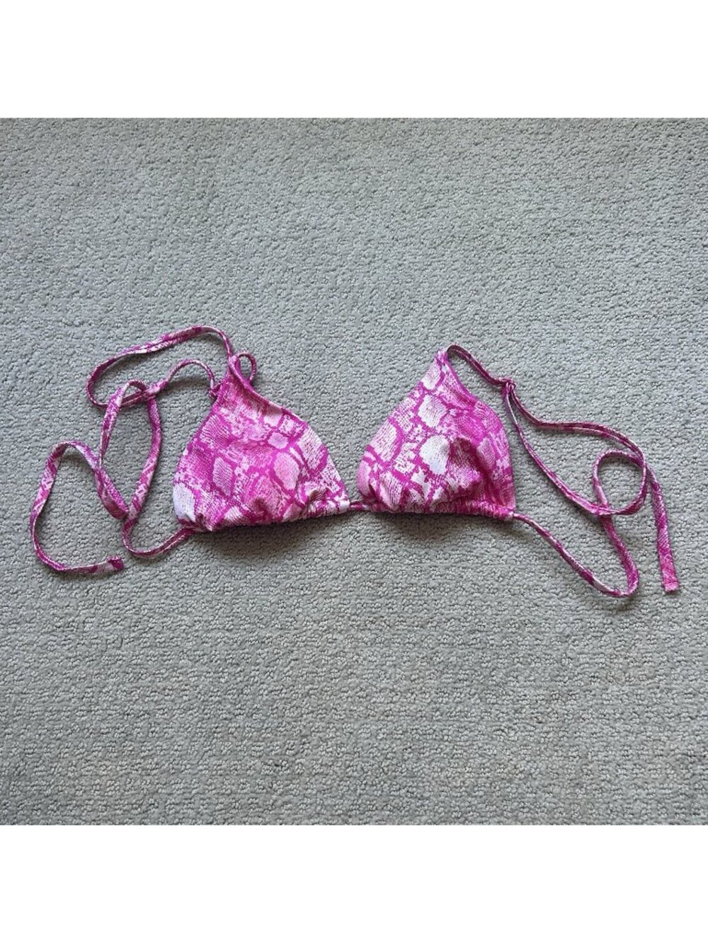 KENDALL + KYLIE Snakeskin Print Bikini Top Adjustable Strap Pink Women's Medium